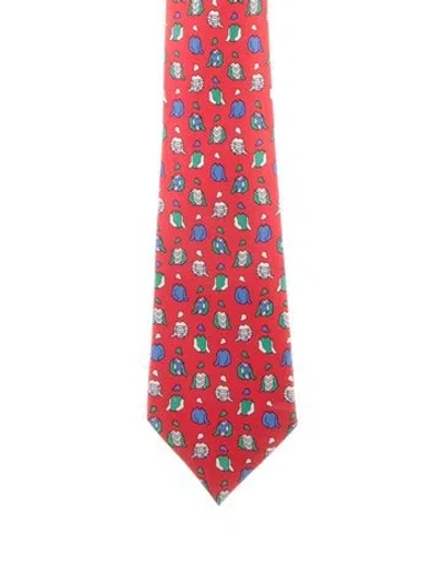 Pre-owned Hermes Silk Tie In Red