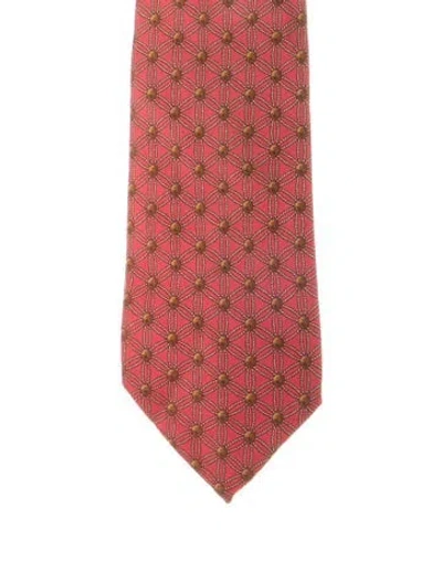 Pre-owned Hermes Silk Tie In Red