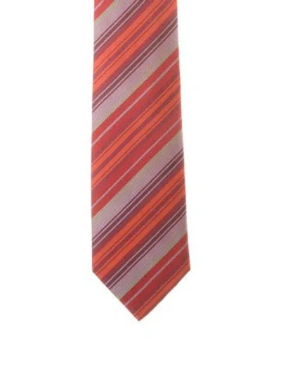 Pre-owned Hermes Silk Tie In Red