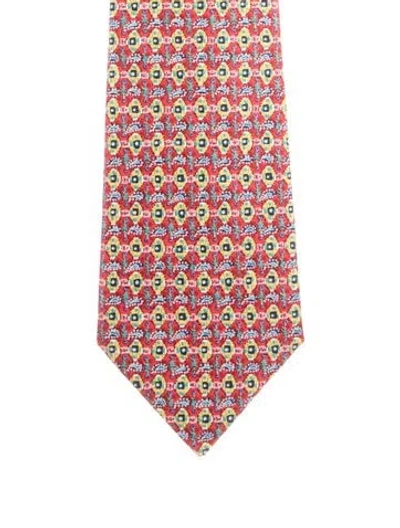Pre-owned Hermes Silk Tie In Red
