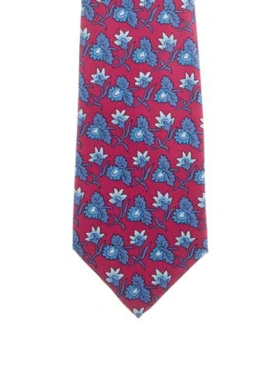 Pre-owned Hermes Silk Tie In Red