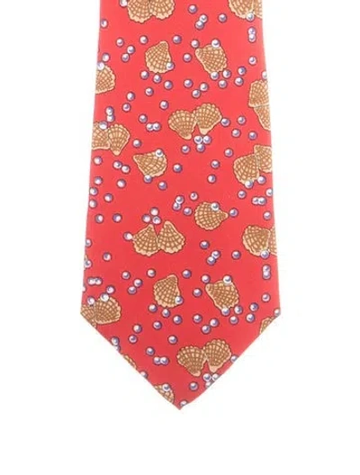 Pre-owned Hermes Silk Tie In Red