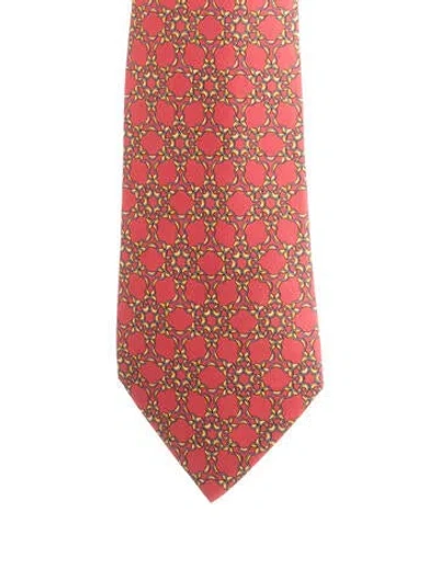 Pre-owned Hermes Silk Tie In Red