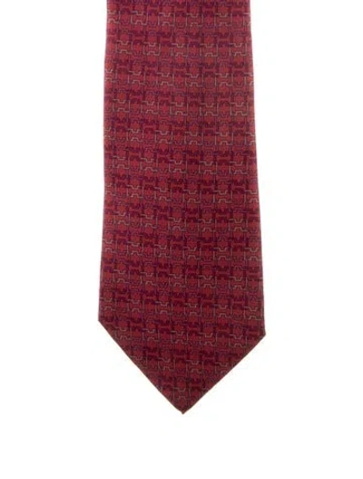 Pre-owned Hermes Silk Tie In Red