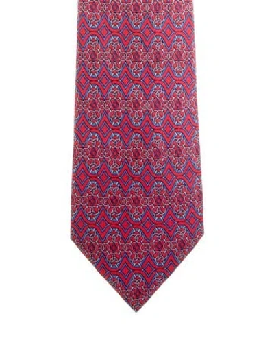 Pre-owned Hermes Silk Tie In Red