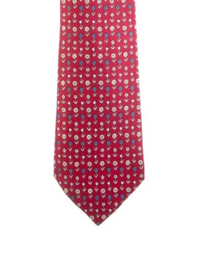 Pre-owned Hermes Silk Tie In Red