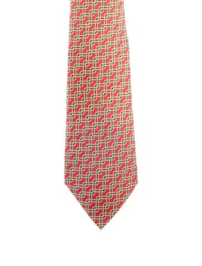 Pre-owned Hermes Silk Tie In Red