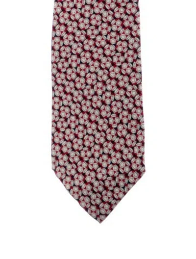 Pre-owned Hermes Silk Tie With Patterns Print In Blue