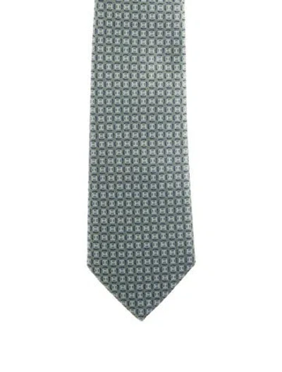 Pre-owned Hermes Silk Tie W/tags In Green