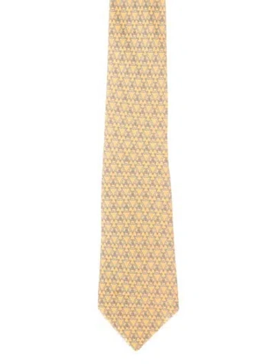 Pre-owned Hermes Silk Tie In Yellow