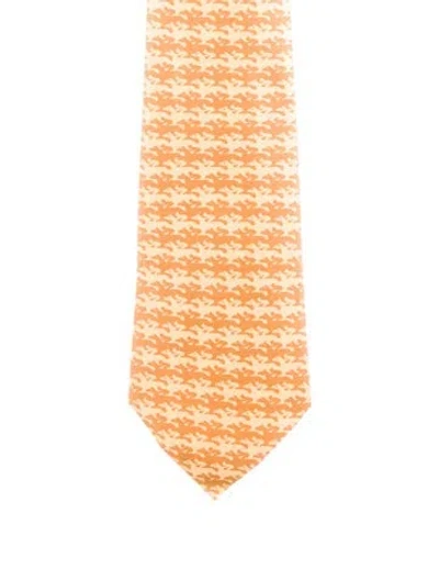 Pre-owned Hermes Silk Tie In Yellow