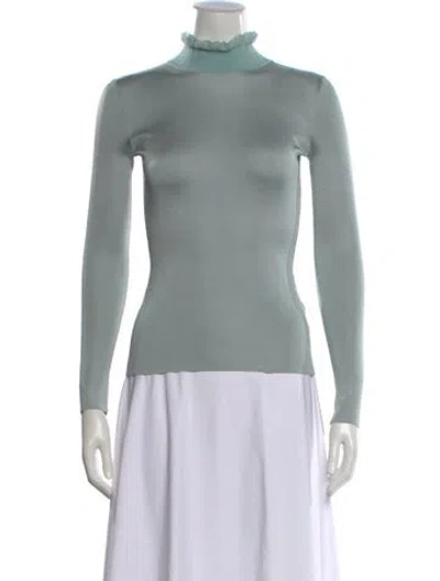Pre-owned Hermes Silk Turtleneck Sweater In Blue
