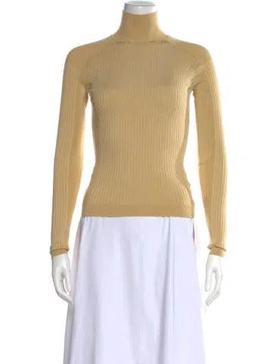 Pre-owned Hermes Silk Turtleneck Top In Neutral