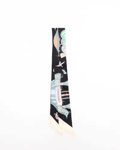 Pre-owned Hermes Hermès Silk Twilly In Black