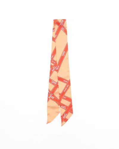Pre-owned Hermes Hermès Silk Twilly In Orange