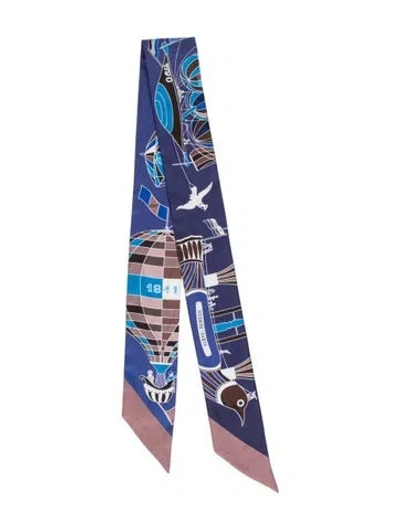 Pre-owned Hermes Silk Twilly Scarf In Blue