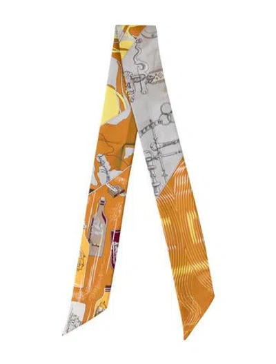 Pre-owned Hermes Silk Twilly Scarf In Orange