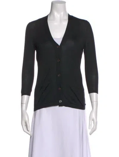 Pre-owned Hermes Silk V-neck Blouse In Black