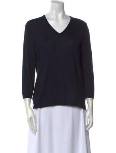 Pre-owned Hermes Silk V-neck Sweater In Black