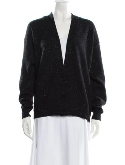 Pre-owned Hermes Silk V-neck Sweater In Black