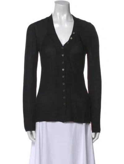 Pre-owned Hermes Silk V-neck Sweater In Black