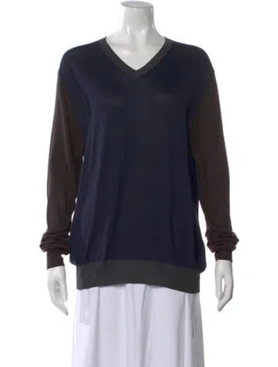 Pre-owned Hermes Silk V-neck Sweater In Multi