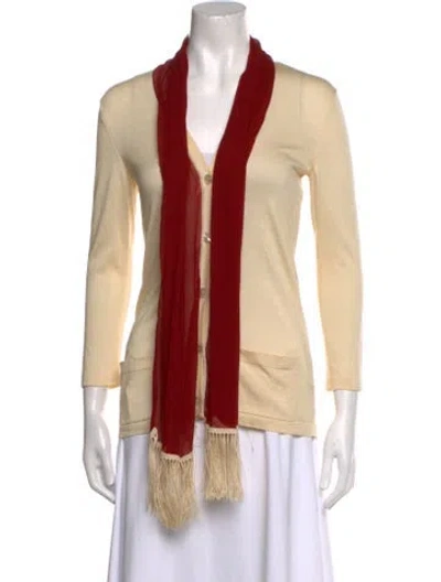 Pre-owned Hermes Silk V-neck Sweater In Neutral