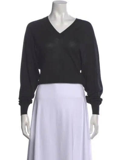 Pre-owned Hermes Silk V-neck Sweatshirt W/ Tags In Black