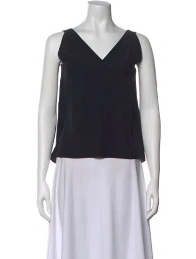 Pre-owned Hermes Silk V-neck Top In Blue