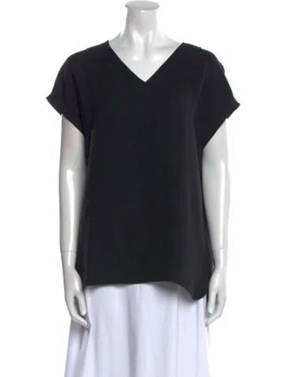 Pre-owned Hermes Silk V-neck T-shirt In Black