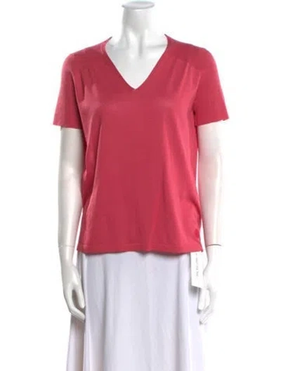 Pre-owned Hermes Silk V-neck T-shirt In Pink