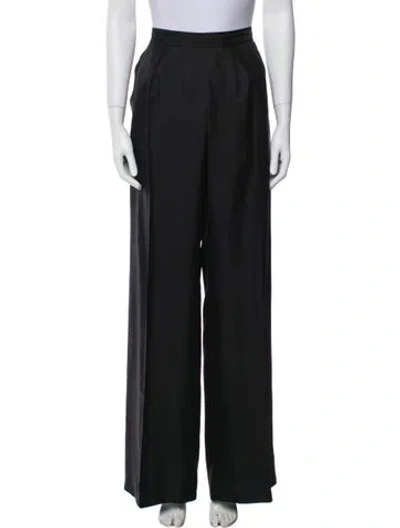Pre-owned Hermes Silk Wide Leg Pants In Black
