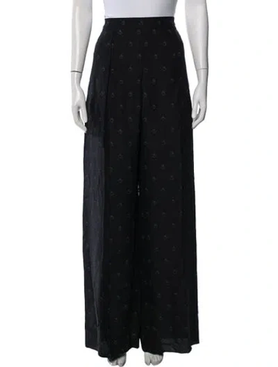 Pre-owned Hermes Silk Wide Leg Pants In Black