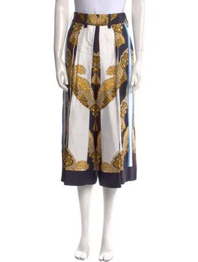 Pre-owned Hermes Silk Wide Leg Pants In Blue