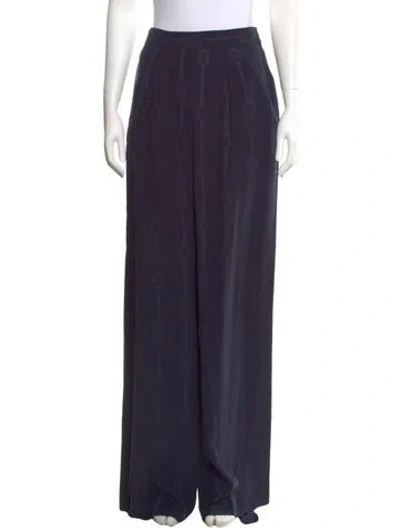 Pre-owned Hermes Silk Wide Leg Pants In Blue