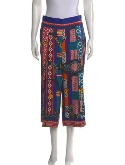 Pre-owned Hermes Silk Wide Leg Pants In Blue