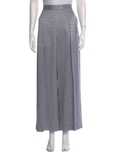 Pre-owned Hermes Silk Wide Leg Pants In Blue