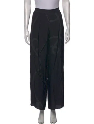 Pre-owned Hermes Silk Wide Leg Pants In Blue