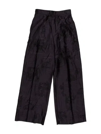 Pre-owned Hermes Silk Wide Leg Pants In Blue