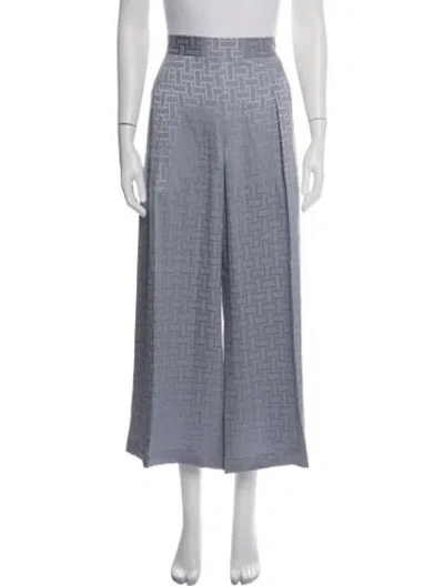 Pre-owned Hermes Silk Wide Leg Pants In Blue
