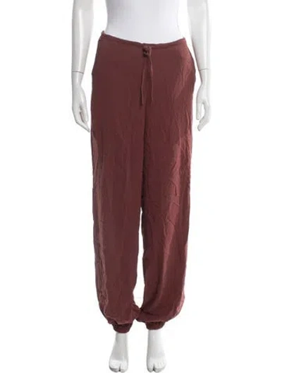 Pre-owned Hermes Silk Wide Leg Pants In Brown