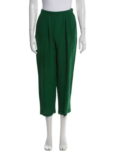 Pre-owned Hermes Silk Wide Leg Pants In Green