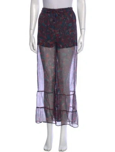 Pre-owned Hermes Silk Wide Leg Pants In Multi