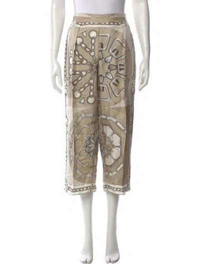 Pre-owned Hermes Silk Wide Leg Pants In Neutral