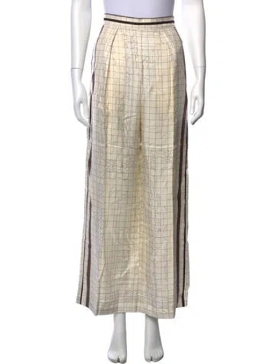 Pre-owned Hermes Silk Wide Leg Pants In Neutral