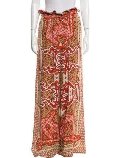 Pre-owned Hermes Silk Wide Leg Pants In Orange