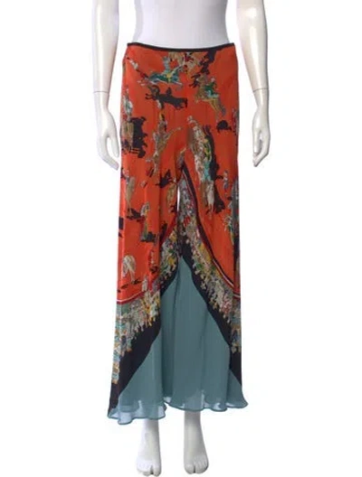 Pre-owned Hermes Silk Wide Leg Pants In Orange