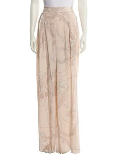 Pre-owned Hermes Silk Wide Leg Pants In Pink