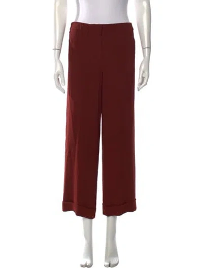 Pre-owned Hermes Silk Wide Leg Pants In Red