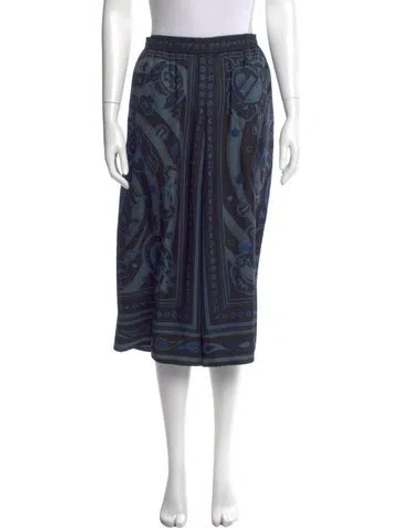 Pre-owned Hermes Silk Wide Leg Pants W/ Tags In Blue